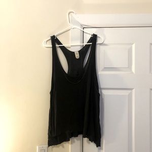 Free People black double-layered loose tank top